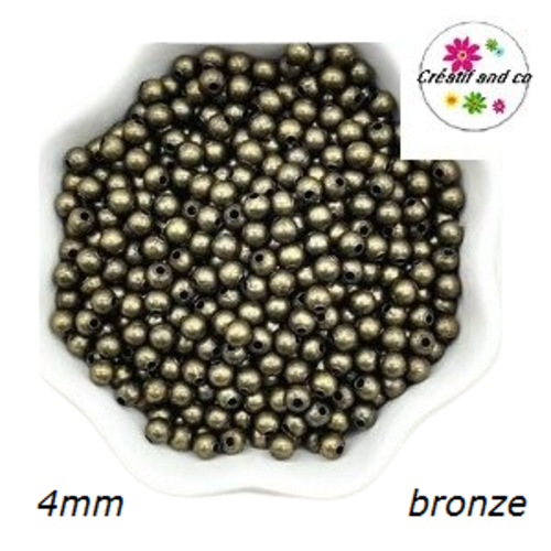 20 perles rondes bronze 4mm