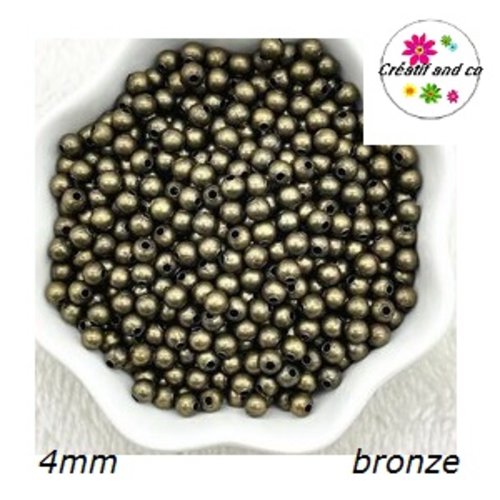 20 perles rondes bronze 4mm