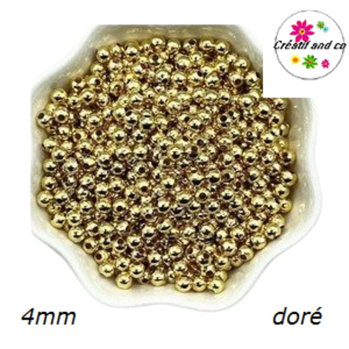 20 perles rondes dorées 4mm