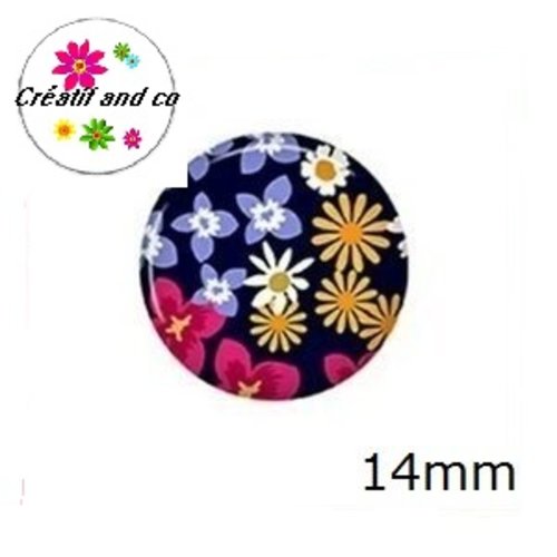 X2 cabochons fleuris 14mm