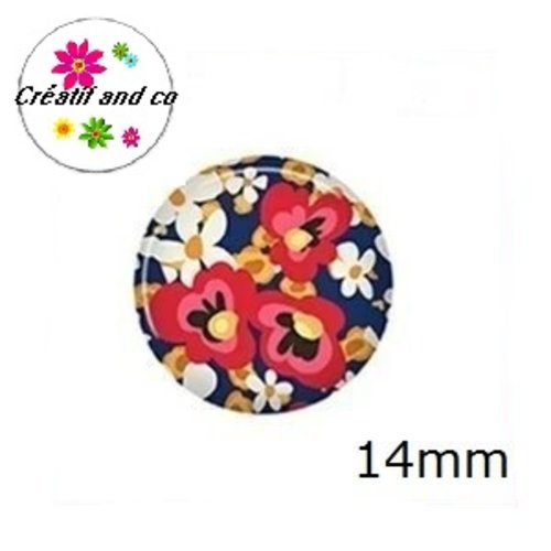 X2 cabochons fleuris 14mm