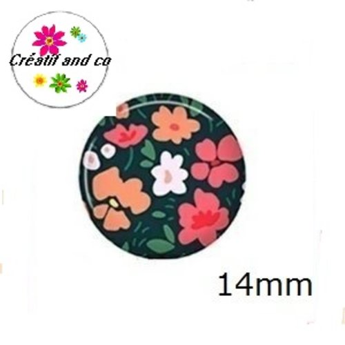 X2 cabochons fleuris 14mm