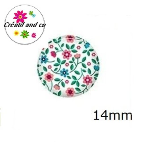 X2 cabochons fleuris 14mm