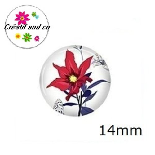 X2 cabochons fleuris 14mm