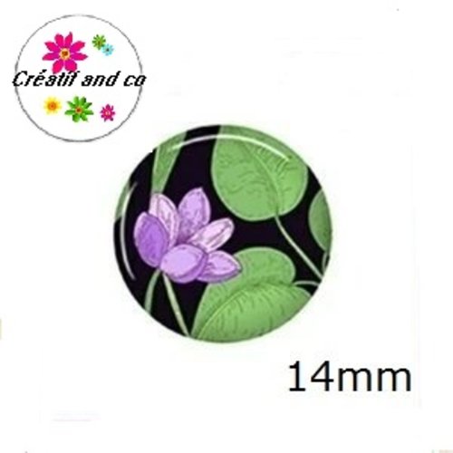 X2 cabochons fleuris 14mm
