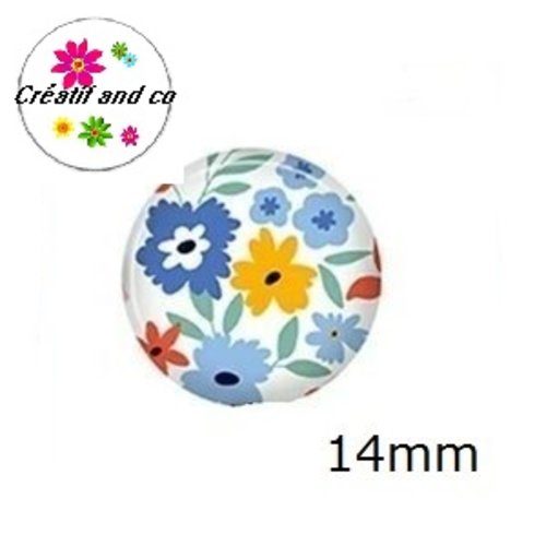 X2 cabochons fleuris 14mm