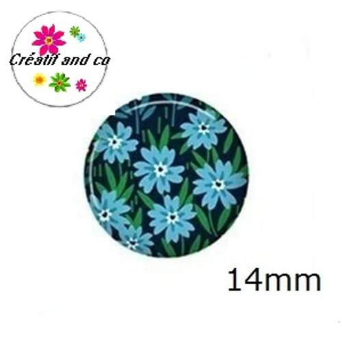 X2 cabochons fleuris 14mm