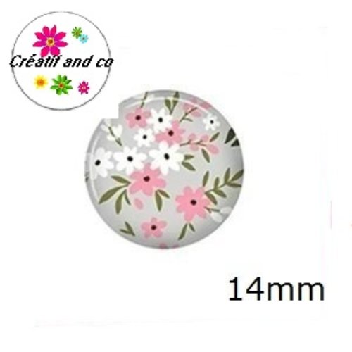 X2 cabochons fleuris 14mm