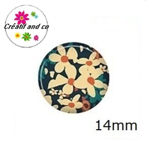 X2 cabochons fleuris 14mm