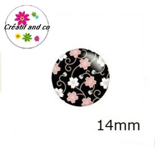 X2 cabochons fleuris 14mm