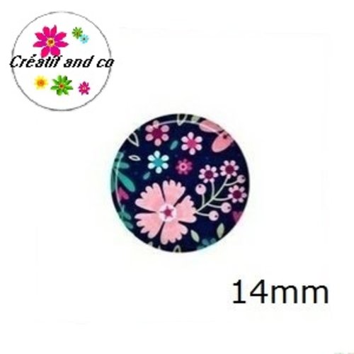 X2 cabochons fleuris 14mm