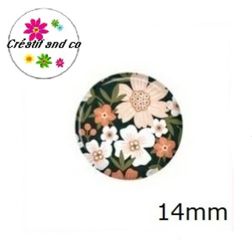 X2 cabochons fleuris 14mm