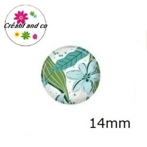 X2 cabochons fleur et feuille 14mm