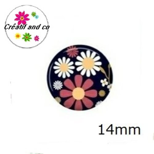 X2 cabochons fleuris 14mm
