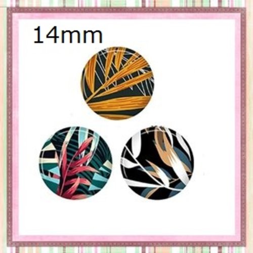 X3 cabochons feuille 14mm