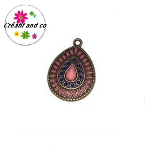 Pendentif bronze émaillé style bohème 24mm