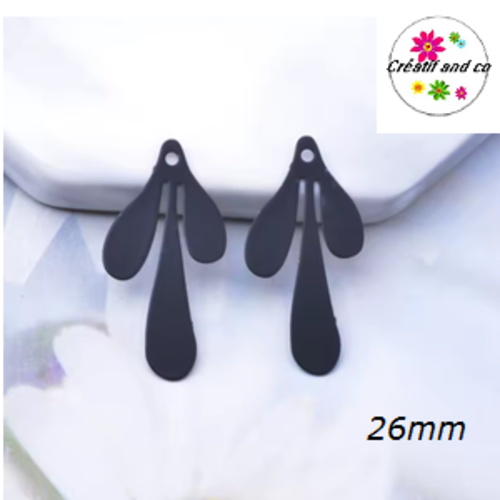Breloque estampe pendante noire 26mm