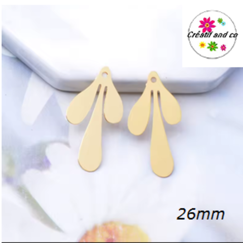 Breloque estampe pendante dorée rosée 26mm