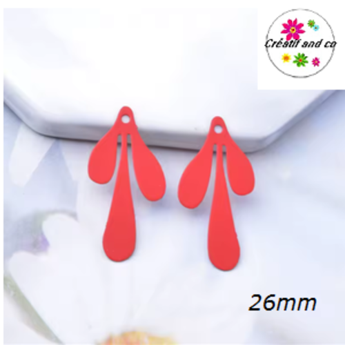 Breloque estampe pendante rouge 26mm