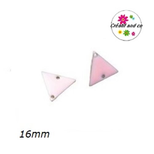 2 triangles connecteurs roses émail 16mm