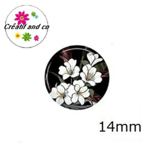 X2 cabochons fleuris 14mm