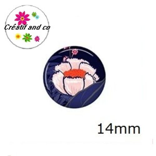 X2 cabochons fleuris 14mm