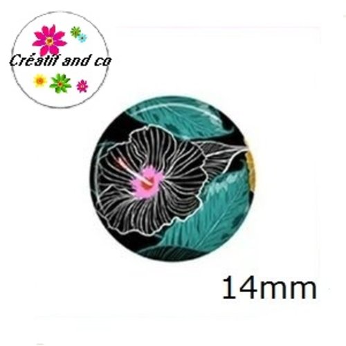X2 cabochons fleuris 14mm