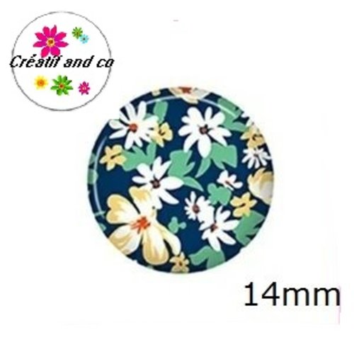 X2 cabochons fleuris 14mm