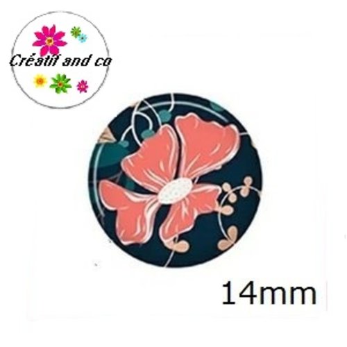 X2 cabochons fleuris 14mm