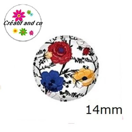X2 cabochons fleuris 14mm