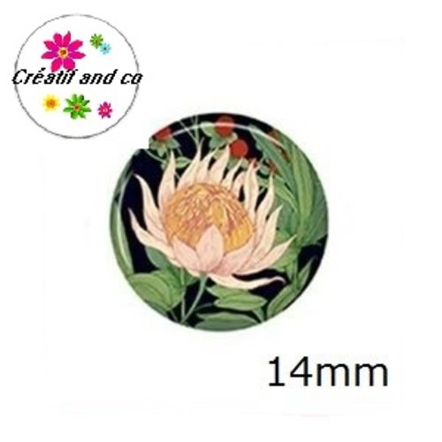 X2 cabochons fleuris 14mm