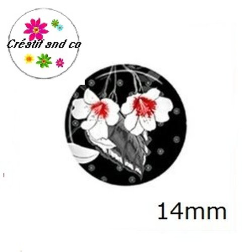 X2 cabochons fleuris 14mm
