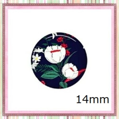 X2 cabochons fleuris 14mm