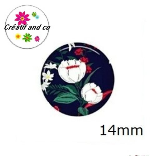 X2 cabochons fleuris 14mm