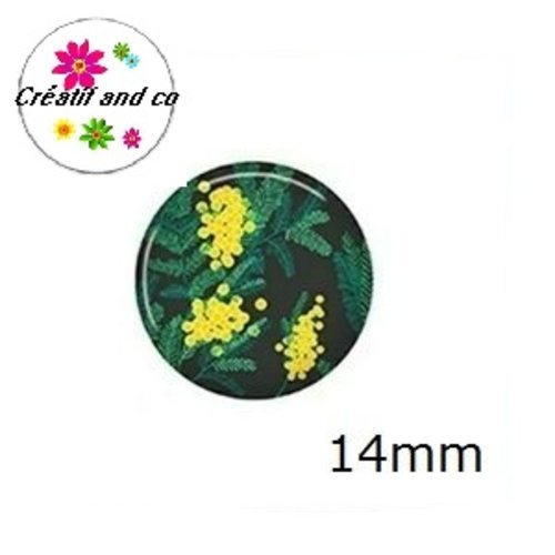 X2 cabochons fleuris 14mm
