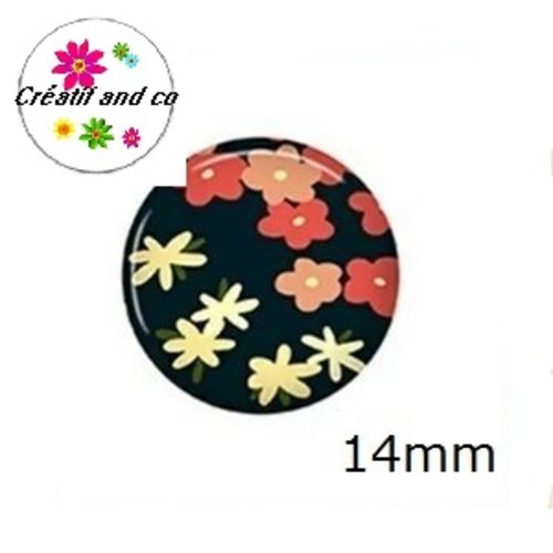 X2 cabochons fleuris 14mm
