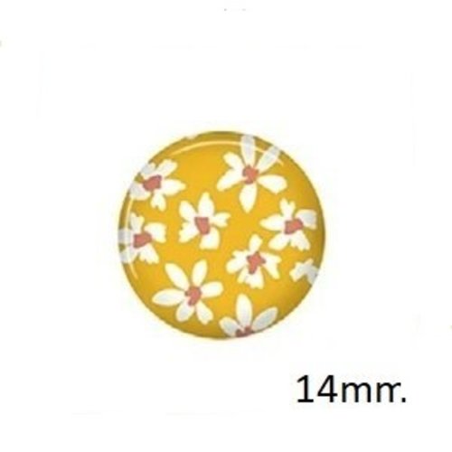 X2 cabochons fleuris 14mm