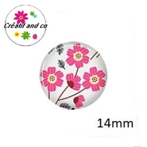 X2 cabochons fleuris 14mm