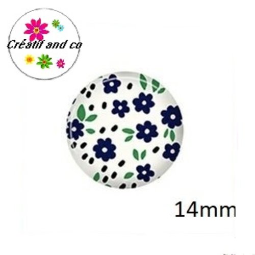 X2 cabochons fleuris 14mm