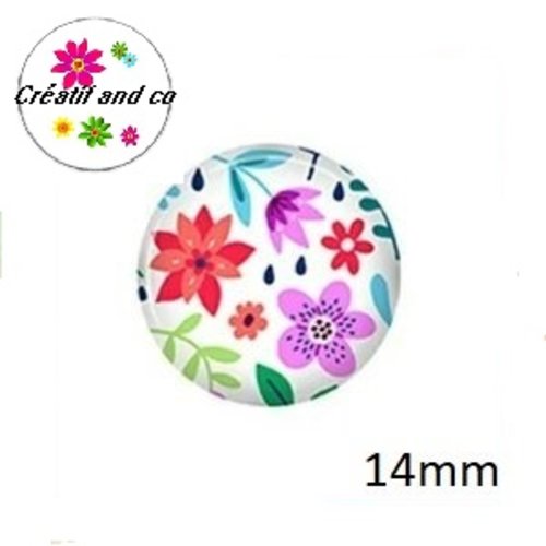 X2 cabochons fleuris 14mm