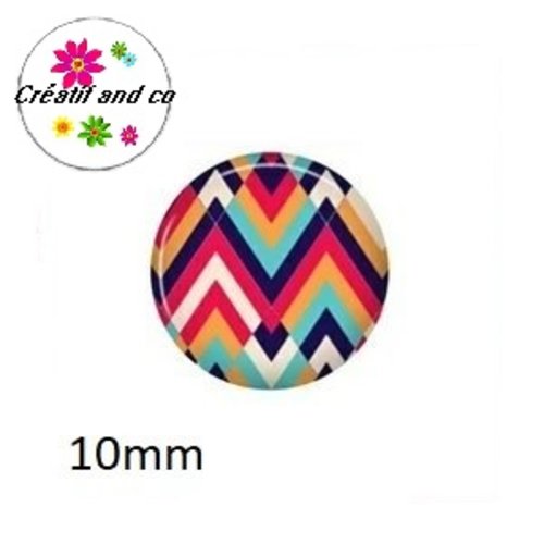 X2 cabochons motif géométrique 10mm