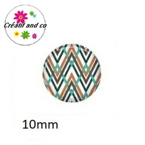 X2 cabochons motif géométrique 10mm