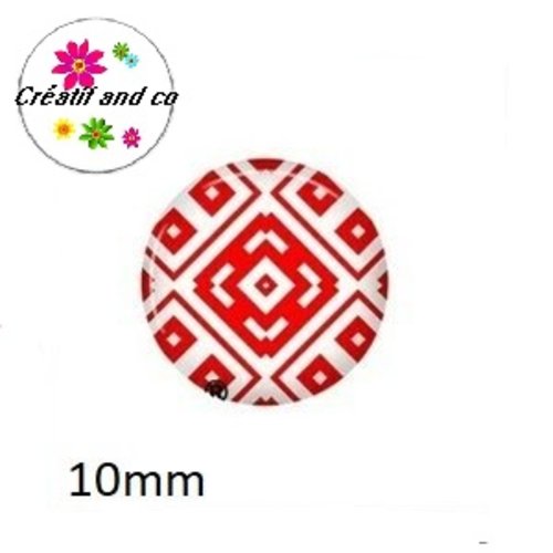 X2 cabochons motif géométrique 10mm