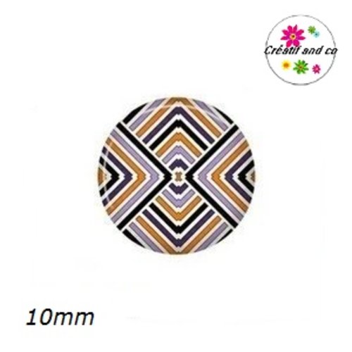 X2 cabochons motif géométrique 10mm