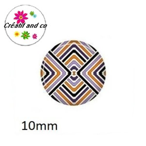 X2 cabochons motif géométrique 10mm