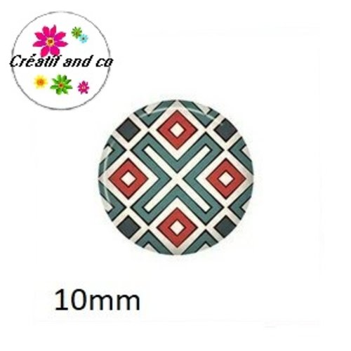 X2 cabochons motif géométrique 10mm