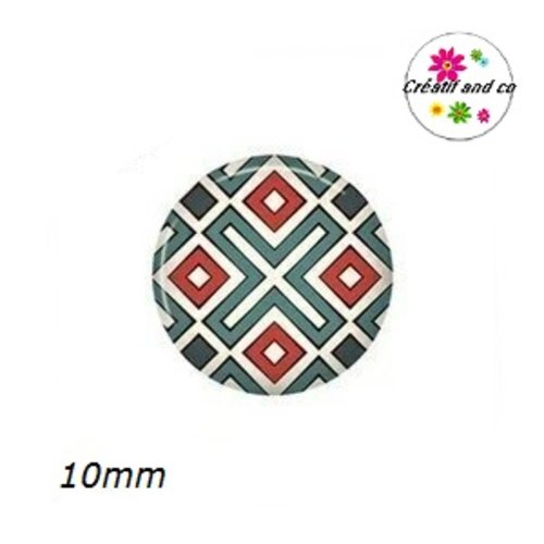 X2 cabochons motif géométrique 10mm