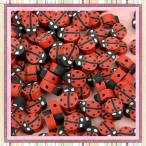 X12 perles coccinelle fimo 12mm