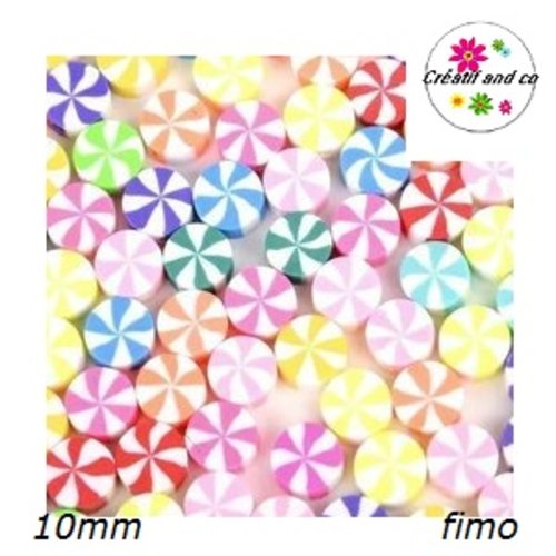X10 perles fimo motif spirale 10mm