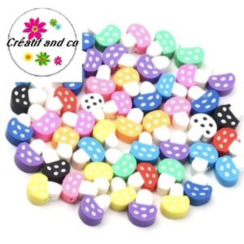 X10 perles champignons fimo 10mm